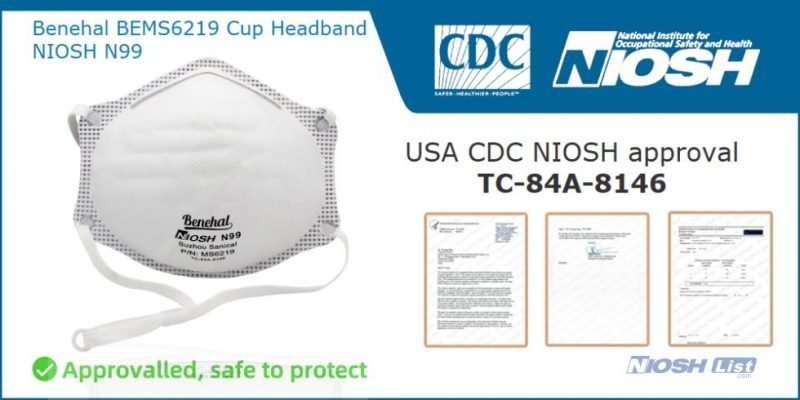 niosh n95 mask for sale p99, n95 certified niosh approved, coronavirus, cdc face mask n100 tc 84a 8146 benehal bems6219 cup headband niosh n99 images