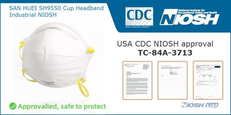 niosh n95 round respirator 100 masks, industrial, cdc niosh list best n95, p99, niosh canada niosh list nioshlist, sh9550, wholesale san huei cup headband niosh